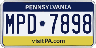 PA license plate MPD7898