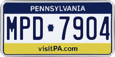 PA license plate MPD7904