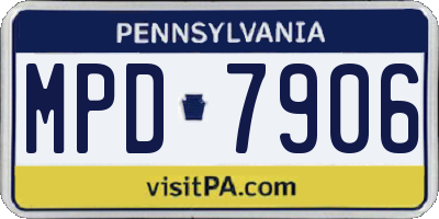 PA license plate MPD7906