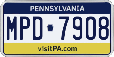 PA license plate MPD7908