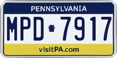PA license plate MPD7917
