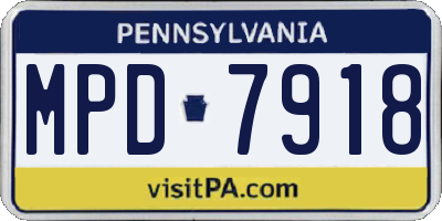 PA license plate MPD7918