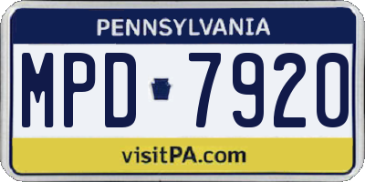 PA license plate MPD7920