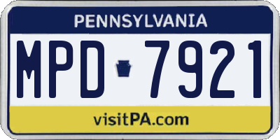 PA license plate MPD7921