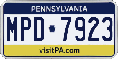 PA license plate MPD7923