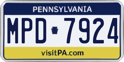 PA license plate MPD7924