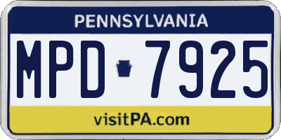 PA license plate MPD7925