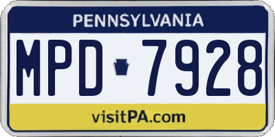 PA license plate MPD7928