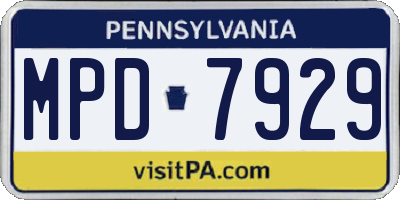 PA license plate MPD7929
