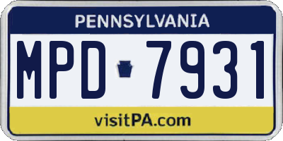 PA license plate MPD7931