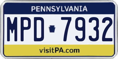 PA license plate MPD7932