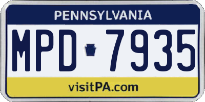 PA license plate MPD7935