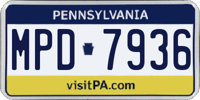 PA license plate MPD7936