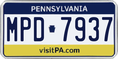 PA license plate MPD7937