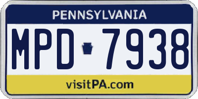 PA license plate MPD7938
