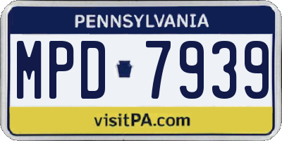 PA license plate MPD7939