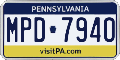 PA license plate MPD7940