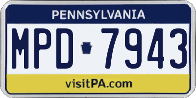 PA license plate MPD7943