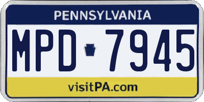 PA license plate MPD7945