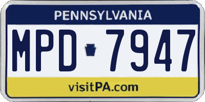 PA license plate MPD7947