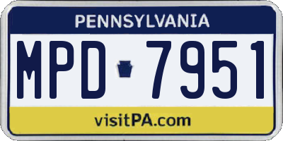 PA license plate MPD7951