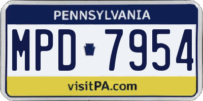 PA license plate MPD7954