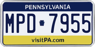 PA license plate MPD7955