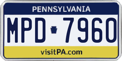 PA license plate MPD7960