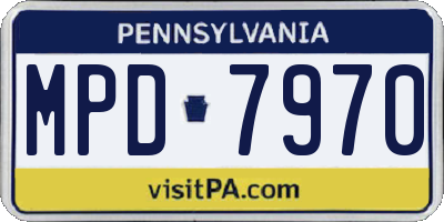 PA license plate MPD7970