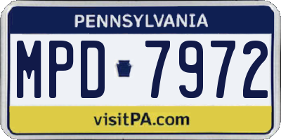 PA license plate MPD7972