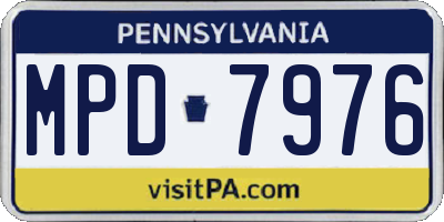 PA license plate MPD7976