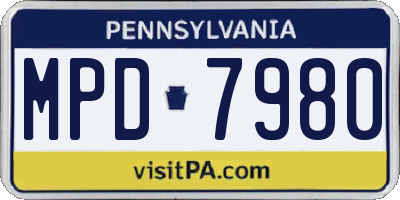 PA license plate MPD7980
