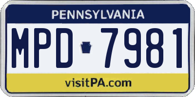 PA license plate MPD7981