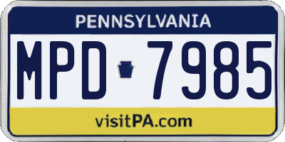PA license plate MPD7985