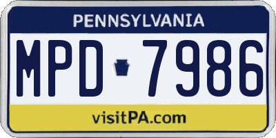 PA license plate MPD7986