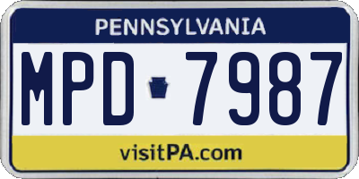 PA license plate MPD7987
