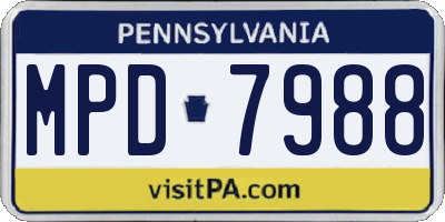 PA license plate MPD7988