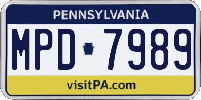 PA license plate MPD7989
