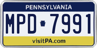 PA license plate MPD7991