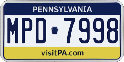 PA license plate MPD7998