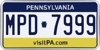 PA license plate MPD7999