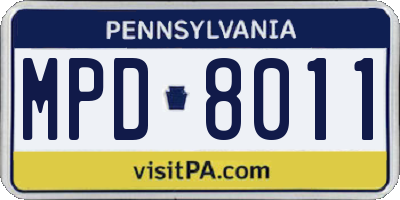 PA license plate MPD8011