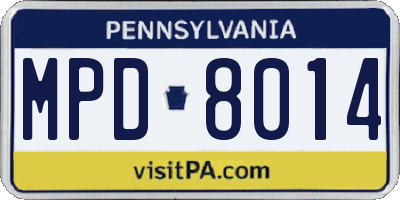 PA license plate MPD8014