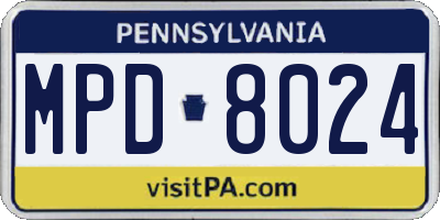PA license plate MPD8024