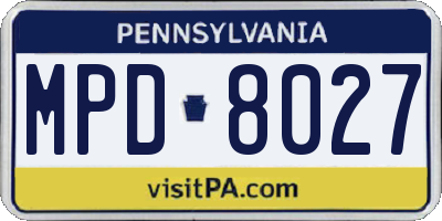 PA license plate MPD8027