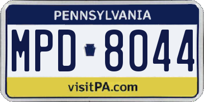 PA license plate MPD8044