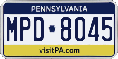 PA license plate MPD8045