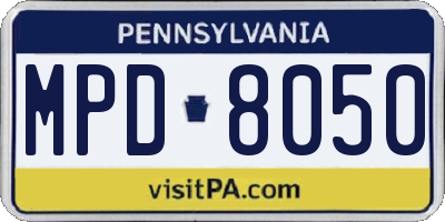 PA license plate MPD8050