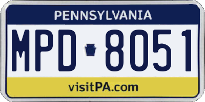 PA license plate MPD8051