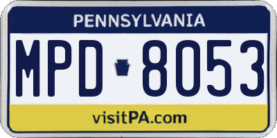 PA license plate MPD8053